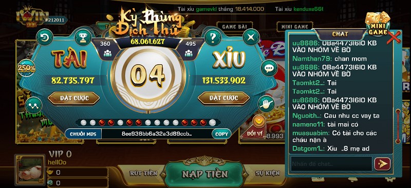 Các game tài xỉu có trên iWin online